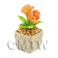 Miniature Handmade Orange Coloured Ceramic Flower (CFO1)