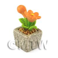 Miniature Handmade Orange Coloured Ceramic Flower (CFO4)