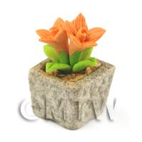 Miniature Handmade Orange Coloured Ceramic Flower (CFO5)