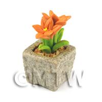 Miniature Handmade Orange Coloured Ceramic Flower (CFO6)