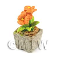 Miniature Handmade Orange Coloured Ceramic Flower (CFO7)