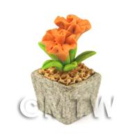 Miniature Handmade Orange Coloured Ceramic Flower (CFO8)