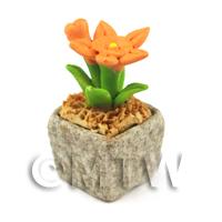 Miniature Handmade Orange Coloured Ceramic Flower (CFO9)