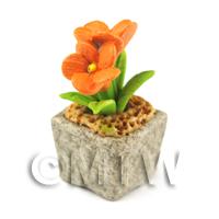 Miniature Handmade Orange Coloured Ceramic Flower (CFO10)