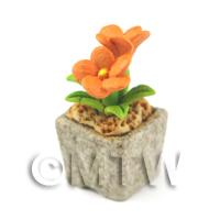 Miniature Handmade Orange Coloured Ceramic Flower (CFO11)