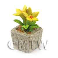 Miniature Handmade Yellow Coloured Ceramic Flower (CFY14)