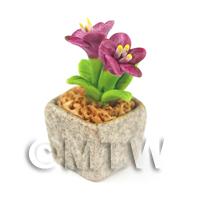 Miniature Handmade Purple Coloured Ceramic Flower (CFPU5)