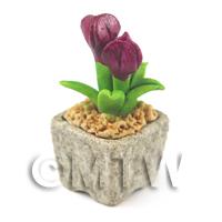 Miniature Handmade Purple Coloured Ceramic Flower (CFPU4)