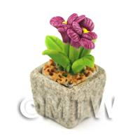 Miniature Handmade Purple Coloured Ceramic Flower (CFPU7)