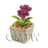 Miniature Handmade Purple Coloured Ceramic Flower (CFPU2)