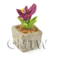 Miniature Handmade Purple Coloured Ceramic Flower (CFPU12)