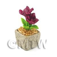 Miniature Handmade Purple Coloured Ceramic Flower (CFPU1)