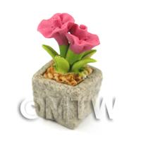 Miniature Handmade Pink Coloured Ceramic Flower (CFP5)