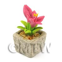Miniature Handmade Pink Coloured Ceramic Flower (CFP14)