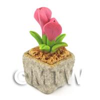 Miniature Handmade Pink Coloured Ceramic Flower (CFP8)
