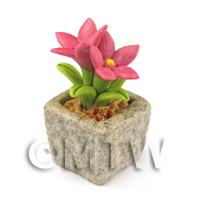Miniature Handmade Pink Coloured Ceramic Flower (CFP12)