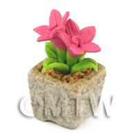 Miniature Handmade Pink Coloured Ceramic Flower (CFP2)