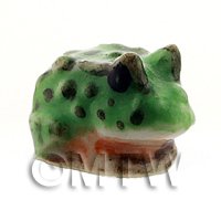 Dolls House Miniature Ceramic Black Spotted and Green Toad