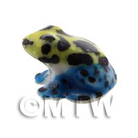 Dolls House Miniature Ceramic Blue and Yellow Poison Dart Frog