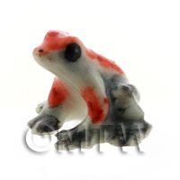 Dolls House Miniature Ceramic Gray and Orange Tree Frog