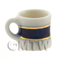 Dolls House Miniature Blue and Metallic Gold Shaped Mug