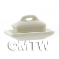 Dolls House Miniature White 2 Piece Butter Dish