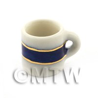 Dolls House Miniature Blue and Metallic Gold Coffee Mug