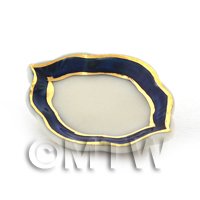 Dolls House Miniature Blue and Metallic Gold 24mm Serving Plate