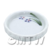 Dolls House Miniature Purple Simple Flower Design Ceramic Flan Dish