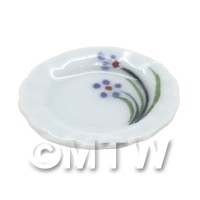 Dolls House Miniature Purple Simple Flower Design 20mm Ceramic Plate