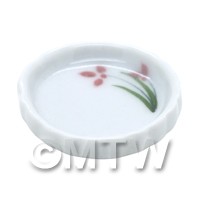 Dolls House Miniature Red Iris Design 20mm Ceramic Flan Dish