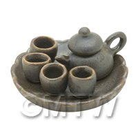 Dolls House Handmade Matt Metallic Ceramic Tea Set