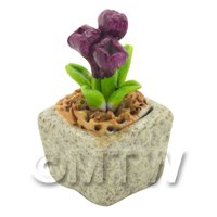 Miniature Handmade Purple Coloured Ceramic Flower (CFPU15)