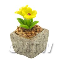 Miniature Handmade Yellow Coloured Ceramic Flower (CFY9)