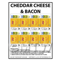 1/12th scale - Dolls House Miniature Packaging Sheet of 8 Walkers Cheese & Bacon Crisps