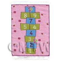 Dolls House Miniature Small Childrens Rug Pink Hop Scotch Game