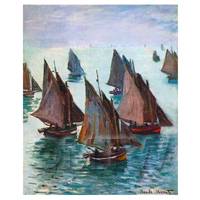 Claude Monet Painting Fishing Boats On A Calm Sea