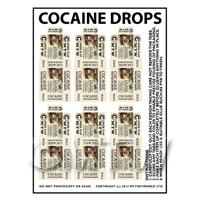 Dolls House Miniature sheet of 6 Cocaine Drops 
