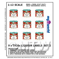 1/12th scale - Set of 9 Miniature Dolls House Liqueur Labels (LS2)