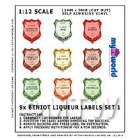 Set of 9 Miniature Benoit Dolls House Liqueur Labels (LS6)