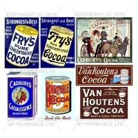 Set of 7 Dolls House Miniature Cocoa Shop Signs Circa 1890-1920