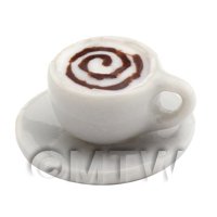 Dolls House Miniature Cappaccino With Chocolate Swirl Design