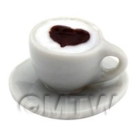 Dolls House Miniature Cappuccino With Chocolate Heart Design