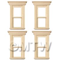 4 x Dolls House Miniature Opening Single Sash Wood Windows