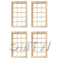 4 x Dolls House Miniature 15 Pane Georgian Windows And Glazing