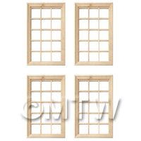 4 x Dolls House Miniature 15 Pane Georgian Windows And Glazing