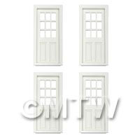 4 x Dolls House Miniature White Painted 9 Panel Glazed Wood Doors