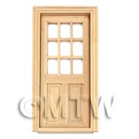 Dolls House Miniature 9 Panel Glazed Wood Door