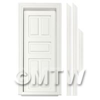 Dolls House Miniature Internal White Painted 5 Panel Wood Door