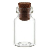 Dolls House Miniature 22mm x 12mm Glass Jar With Cork Stopper